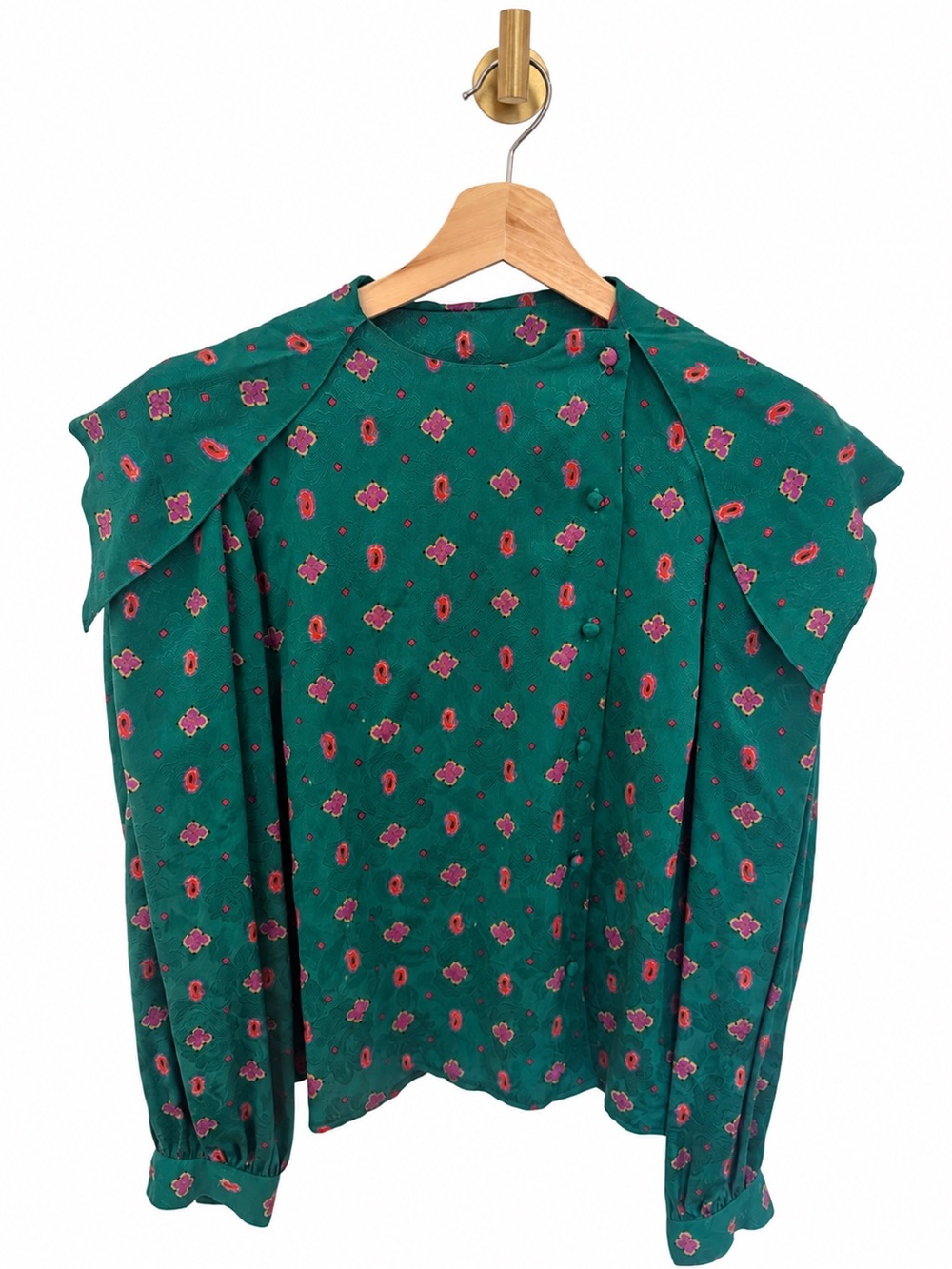 Vintage Oscar De La Renta 100% Silk Cape Blouse